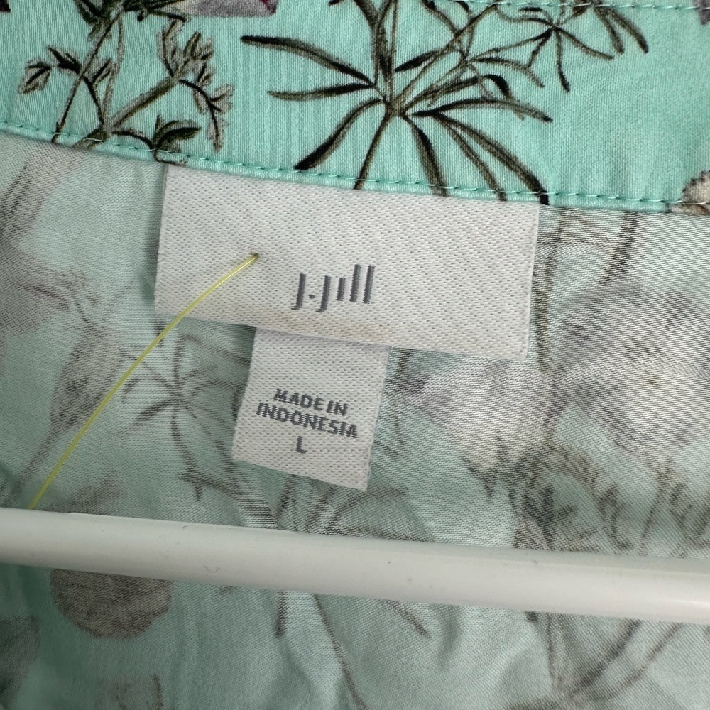 J Jill Women's Teal Birdy Half Buttoned Top Blouse size large - Picture 3 of 5